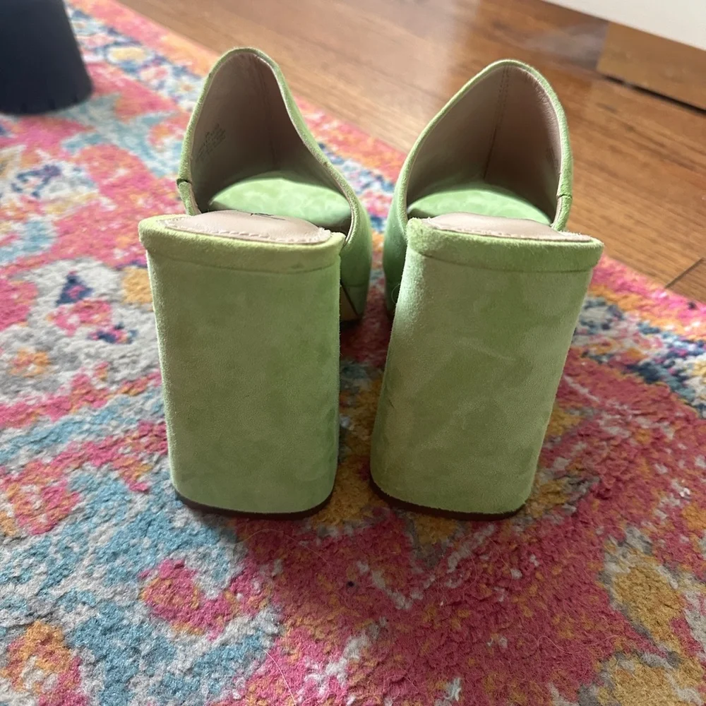 Free People Lime Green Suede Mules - Picture 3 of 4